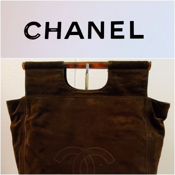 CC CHANEL BROWN SUEDE LEATHER VINTAGE ROD HAND BAG, CERTIFIED AUTHENTIC ♥ - Picture 15 of 15